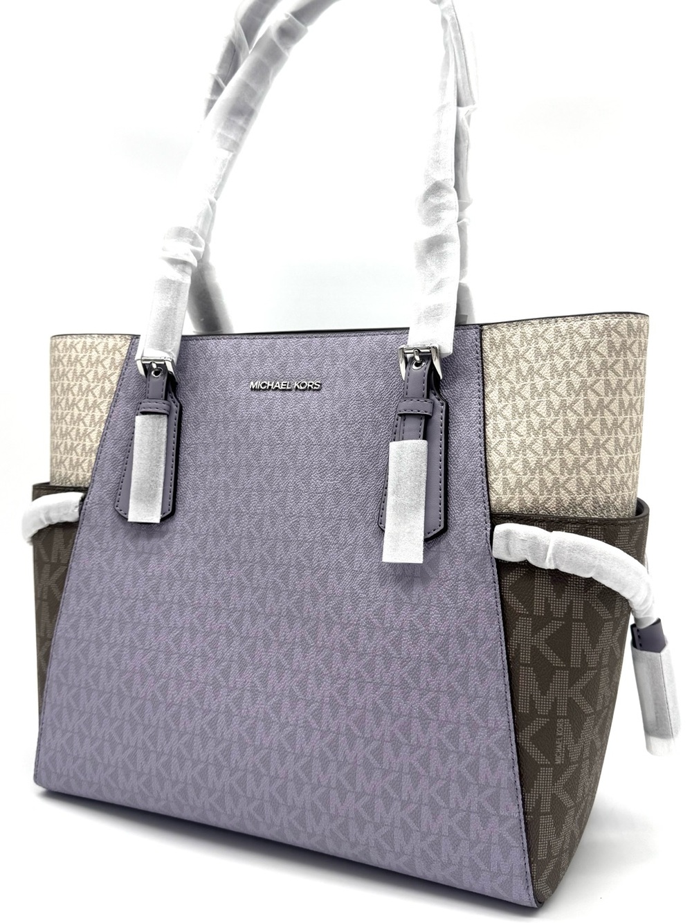 Michael Kors Voyager Large Color-Block Signature Logo Tote Bag - Lilac